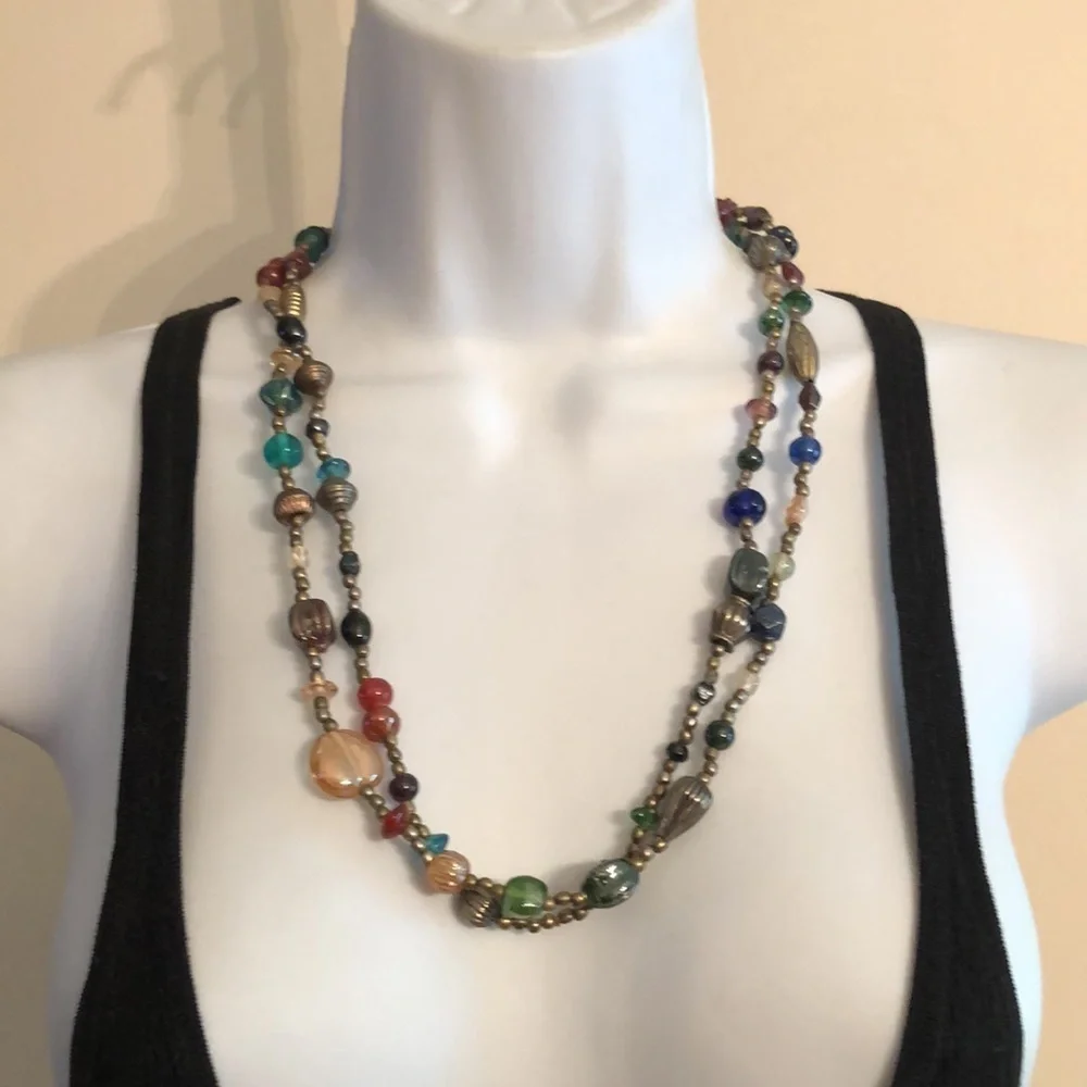 CURATED bundle glass ceramic beads necklaces vintage and modern boho statement
